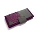 Embroidered Wallet Plum Zinnia on Gray Linen