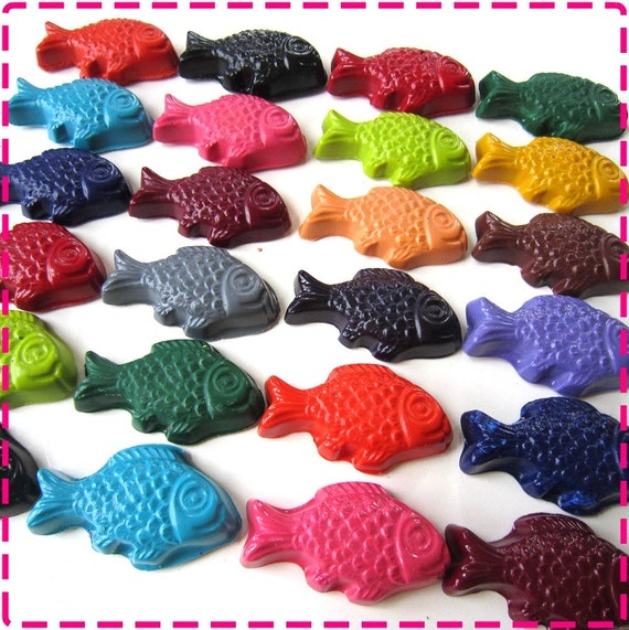 Kids' FISH CRAYONS Coloring Party Favors Set of by ivylanedesigns