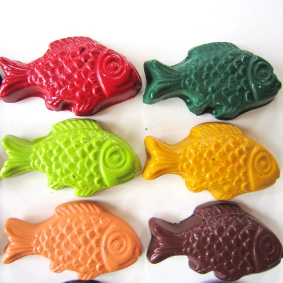 Kids' FISH CRAYONS Coloring Party Favors Set of by ivylanedesigns