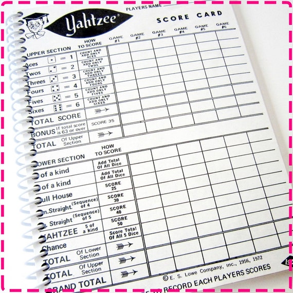 items similar to vintage yahtzee game score card original recycled