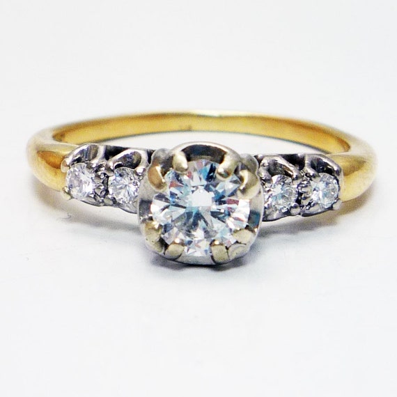 14K Vintage Retro JABEL VVS Diamond Engagement by laurenrosedesign