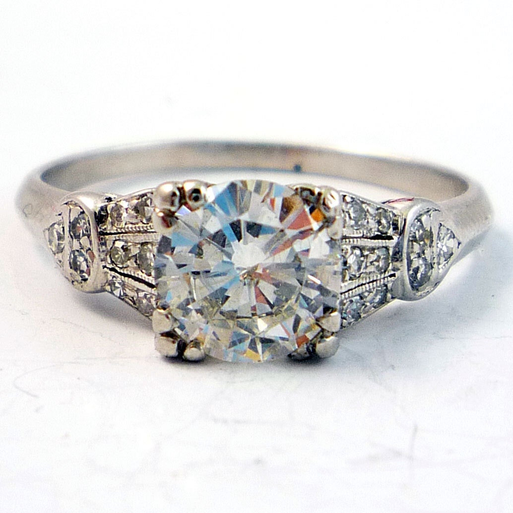 Antique Platinum Edwardian Art Deco Diamond Engagement Ring