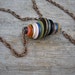 Vintage Button Necklace Multicolor Copper Chain
