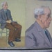 Set of Two Mid Century Portrait Study Elderly Man Grey Suit