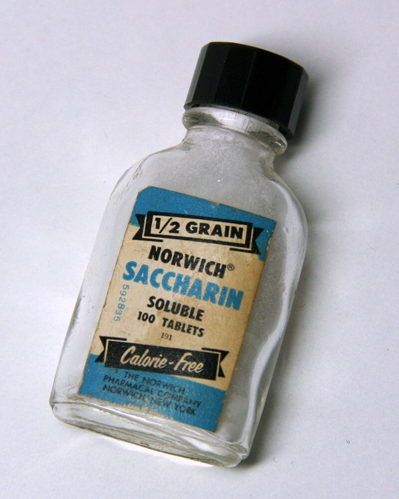 Vintage Glass Saccharin Bottle with Saccharin Tablets