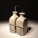 Stoneware Milk Bottles With Vintage Wire Crate