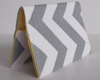 Passport Holder Cover Case - Gray and White Chevron - Zig Zag