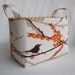 Reversible Fabric Organizer Bin Basket - Almond Sparrows - Aviary