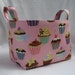 Storage Organization Fabric Organizer Container Bin Basket - Pink Cupcakes