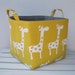 Yellow Slub - White Gisella Giraffe Fabric Organizer Bin Toy Storage Container Basket - New Design - 8 x 8 x 8