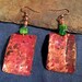 Copper and Sea Glass Earrings with Hammered Vintage Patina