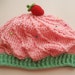 Cupcake Slouchy Beret Hat - Light pink and mint green with strawberry on top