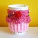 SALE - Cupcake Coffee Cup Cozy/Sleeve (Strawberry/Strawberry)