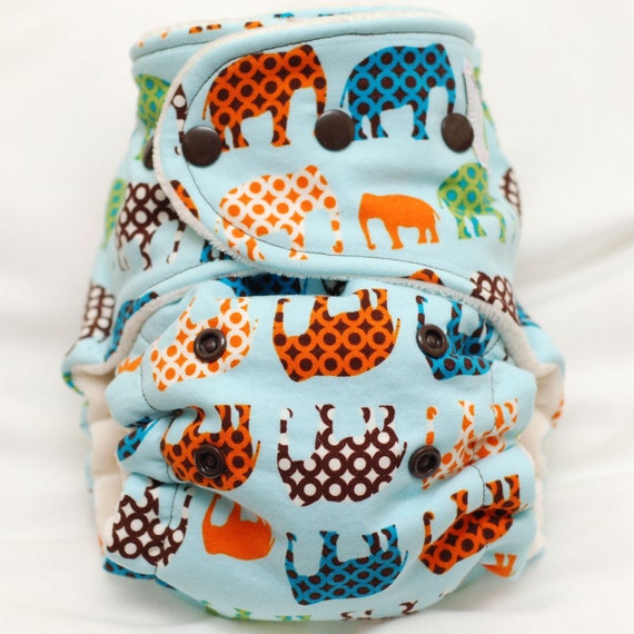 Elephant March Very Baby One Size Fitted Cloth Diaper