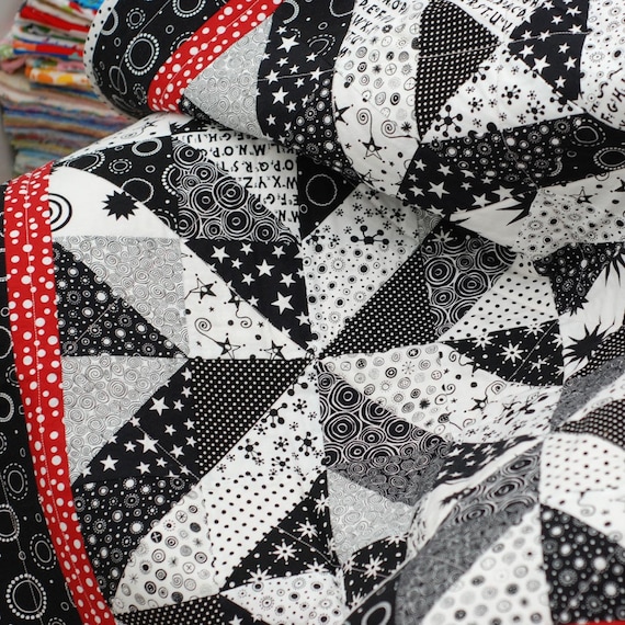 Black White and Red Baby Quilt Minkee Backing