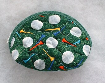 Small Quilted Purse - Golf balls and Tees