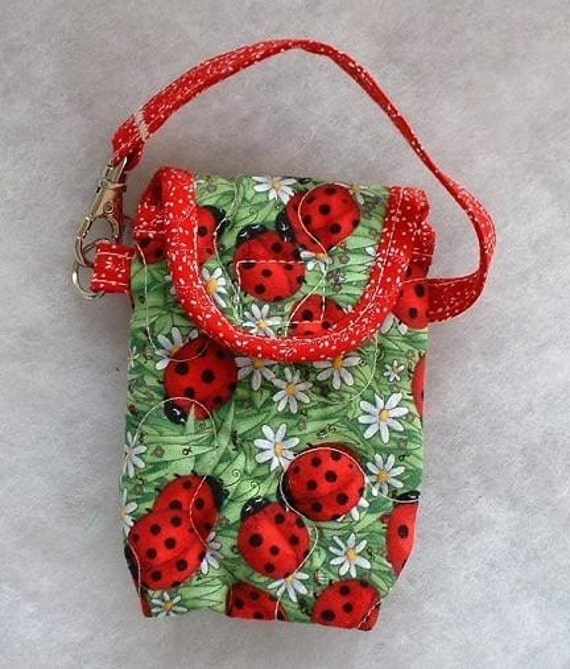 Quilted Cell Phone cover Ladybugs large