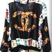 Vintage Bomber Blazer Jacket Silk Style Gold Card Print Women's Coat Size Medium OS