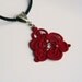 Red Necklace . Lace . Beads . Tatting . Christmas Red Pendant . FREE Shipping SALE