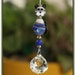 Blue and Tan Striped Kitty Suncatcher with 20mm Austrian Crystal Ball Prism
