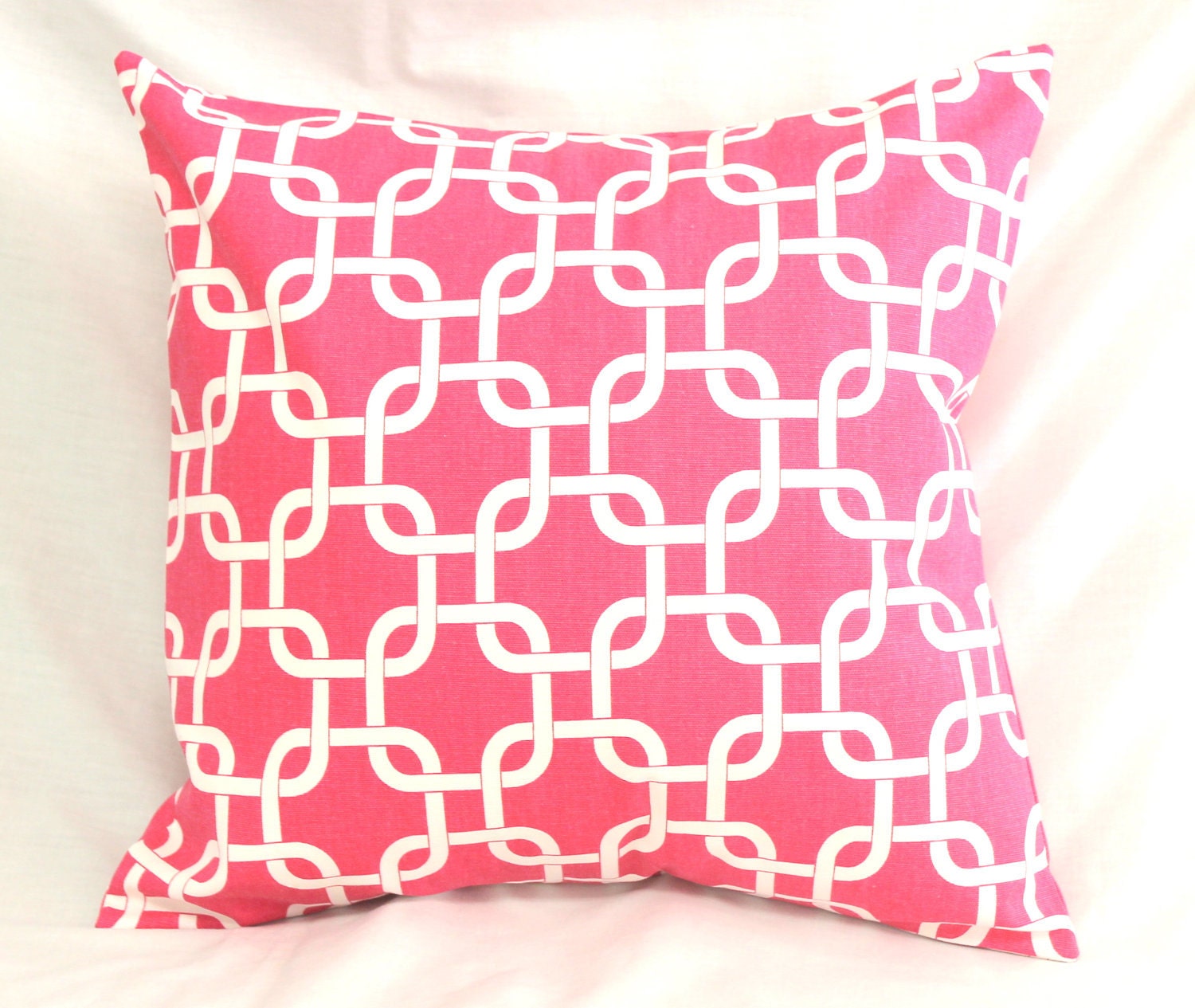 Decorative Pillow Cover Preppy Hot Pink Damask . 18 x 18