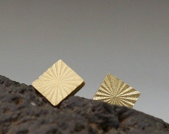 Brass Sterling Silver Square Earrings Stud Starbursts