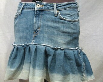 Items similar to Cascading ruffle denim skirt - custom made for you ...