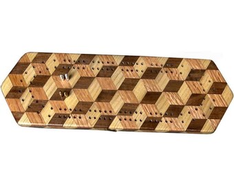 Tumbling Block Cribbage Board