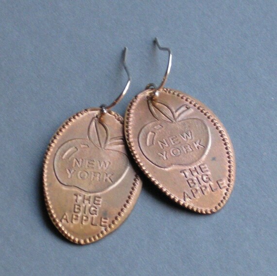 Big Apple souvenir elongated penny earrings