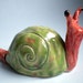 SALE---Ceramic Lime and Salmon Pink Snail