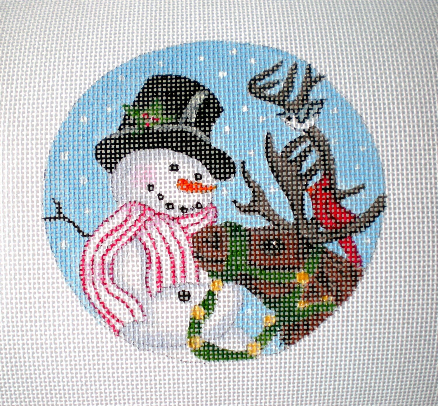 Needlepoint Canvas Handpainted Snowman with Buck from colors1 on Etsy ...