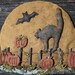 Primitive Halloween Black Cat Moon Door Hanger E-PATTERN
