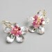 Flower Earrings in Clear Quartz with Ruby Clusters Wire Wrapped