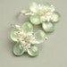 Prehnite Flower Earrings Freshwater Pearl Cluster Center Sterling Silver