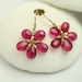 Intense Pink Tourmaline Flower Earrings by Fuss Jewelry