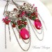 Victoria-Fine/sterling silver,Raspberry Pink Quartz,Chrome Diopside,pink ruby and red garnet chandelier earrings