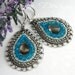 SALE - 20 Percent OFF- Starlight-Sterling silver,neon blue apatite,smoky quartz and pearls teardrop earrings