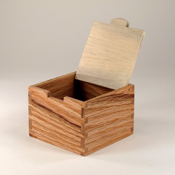 Wooden Trinket Box with White Lid