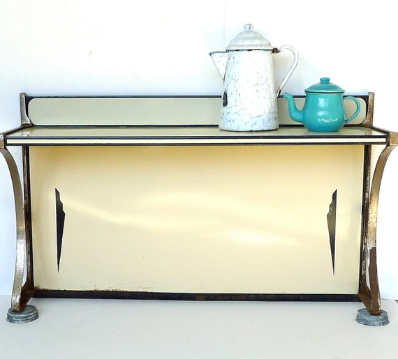 Antique Art Deco Enameled Stove Backsplash with by marybethhale