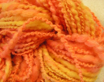 Y242 Hand Dyed and Hand Spun Bulky Boucle Art Yarn 52Y So soft.