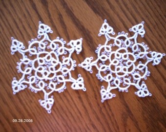 Tatting - Tatted Two Snowflake Christmas Ornament