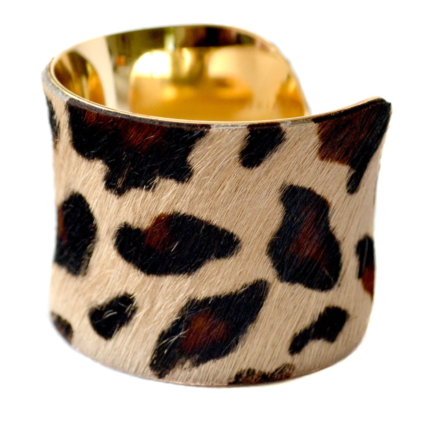 Leopard Print Calf Hair Cuff Bracelet by UNEARTHED