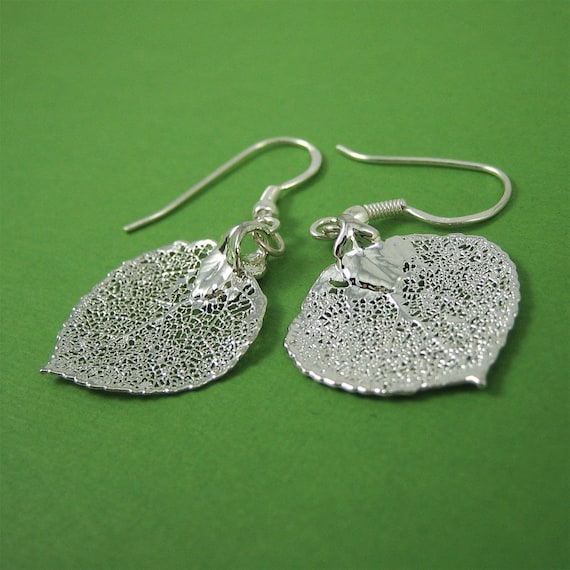 silver aspen leaf earrings real leaf nature jewelry bridal silver aspen leaf earrings real leaf nature jewelry bridal