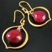 GIFT for Women SALE Gold Exotic Petal Earrings Hot Red Chalcedony Gemstone Unique Gift Valentine Love Flower Ready to Ship
