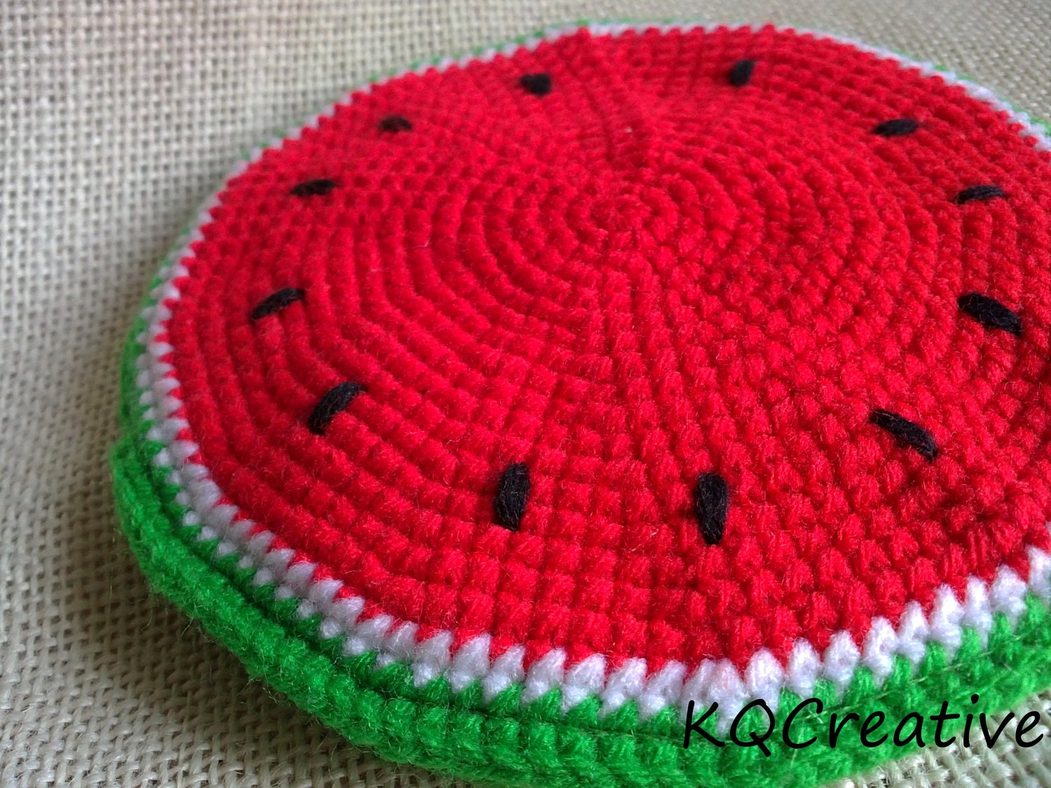 Crochet Coin Purse with Zipper Water-melon