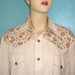 60s 70s Cream Floral Western Shirt M L
