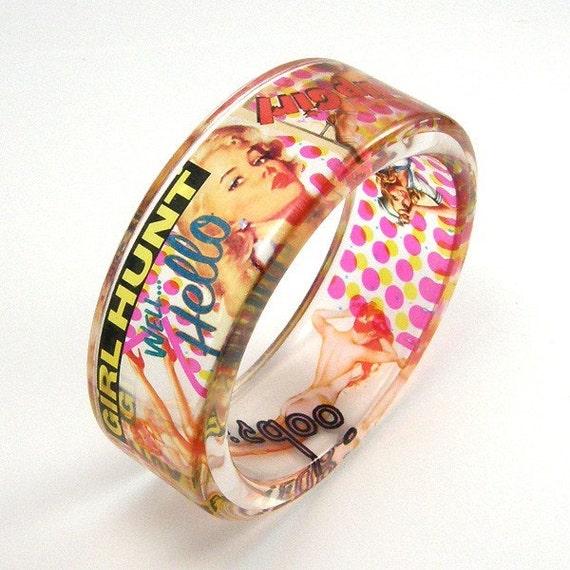 Items similar to Pin Up Girl Bracelet, Retro Jewelry, Pin Up Art in