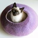 Warm Purple Bubble - Hand Felted Wool Cat Bed / Vessel - Crisp Contemporary Design