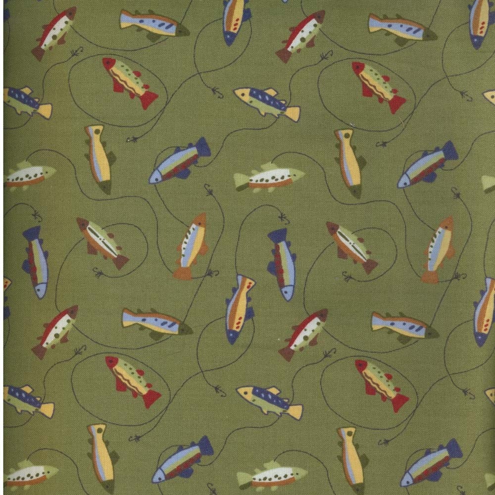 Robert Kaufman Trout / Fish Fabric One Yard
