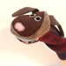 Hand puppet puppy Nutmeg the floppy-eared puppy made of seven recycled sweaters